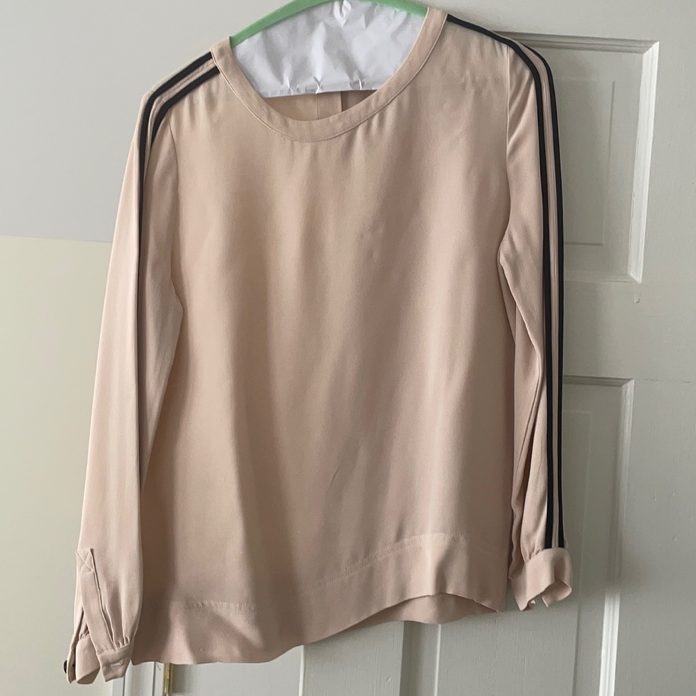 Jcrew blouse with navy stripes on arms